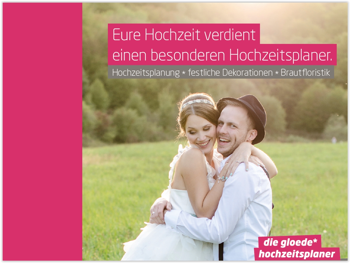 Firmenbroschüre Hochzeitsplaner Eventdesign wordflow